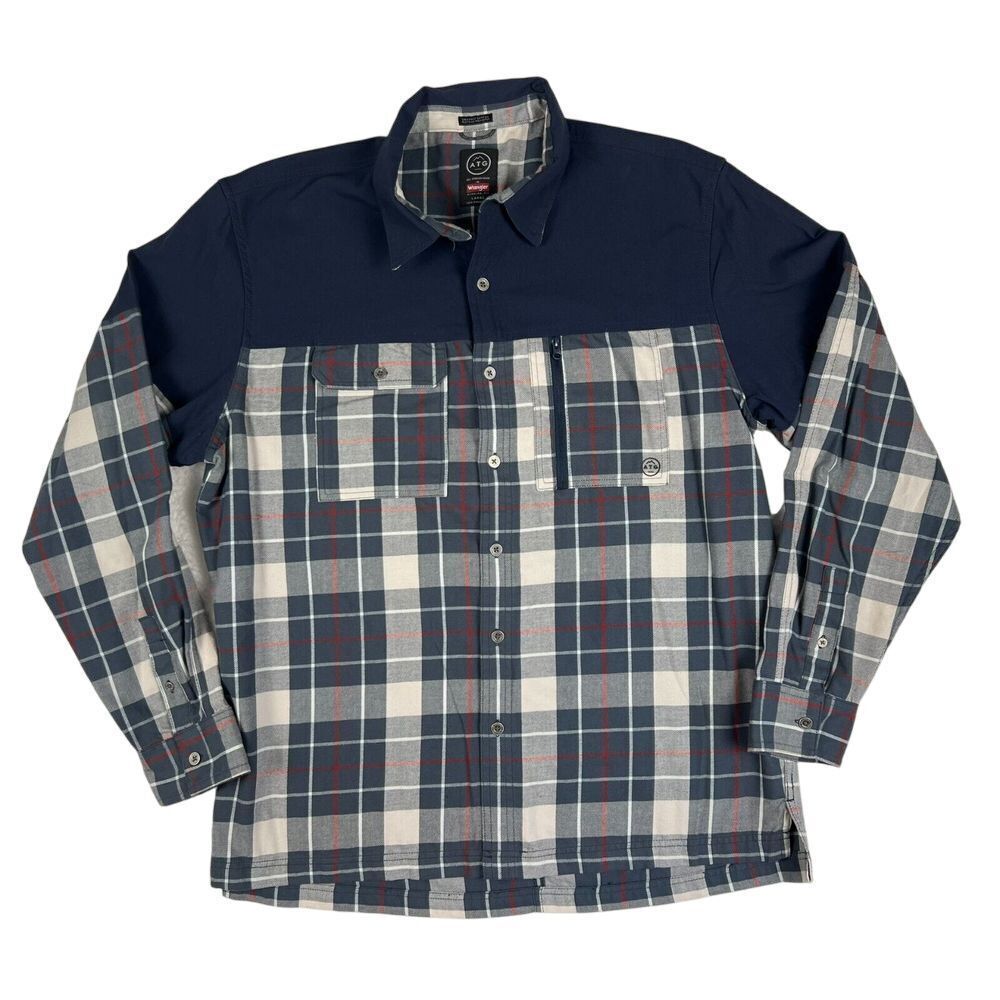 Wrangler Shirt Mens‎ Large All Terrain Gear ATG Long Sleeve Plaid Outdoor Button